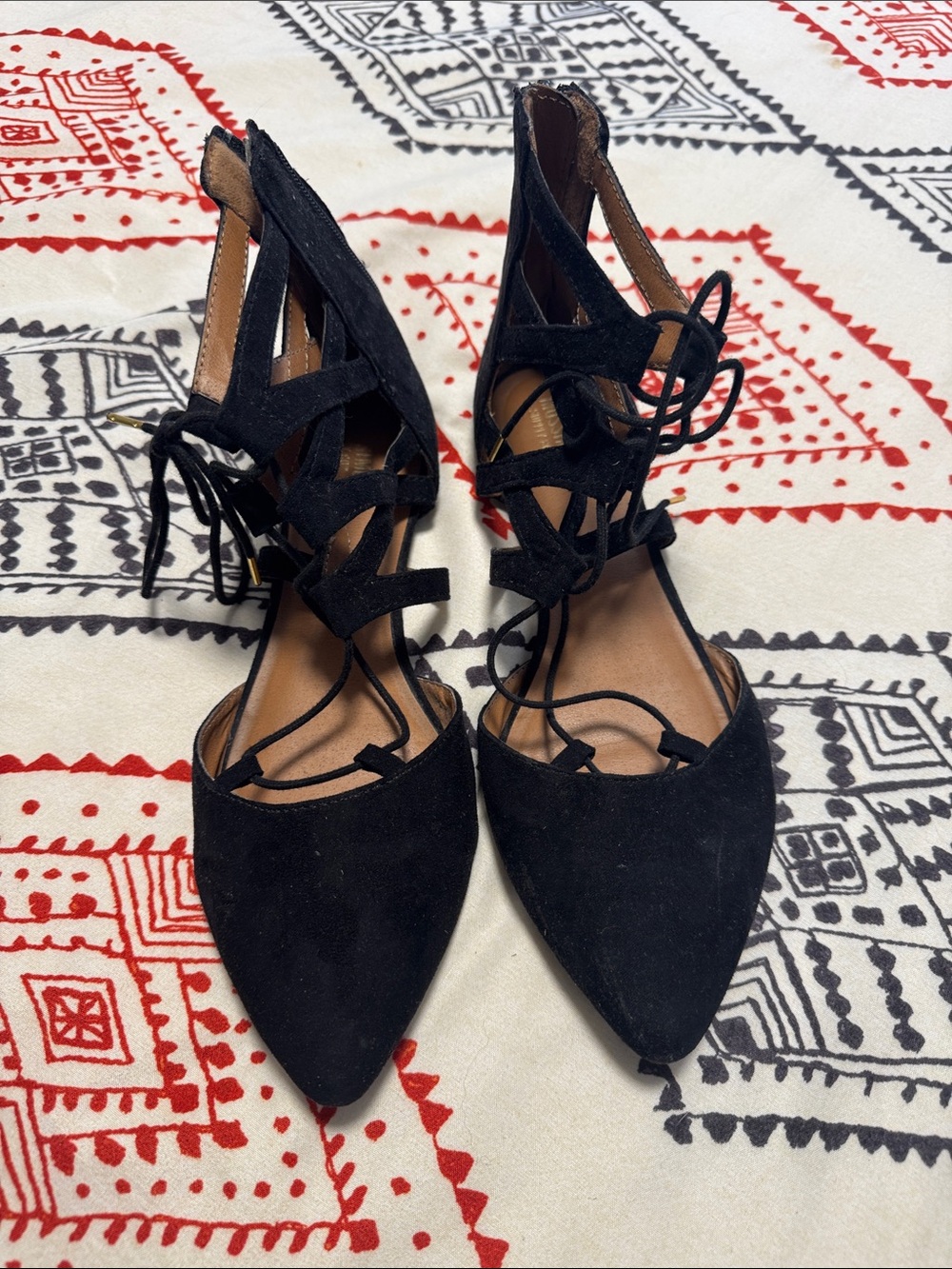 Mossimo Supply Co. Black Lace-Up Pointed-Toe Heels